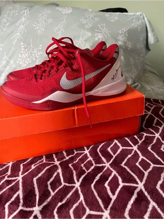 Nike Red Basketball Sneakers with White Swoosh - Picture 1 of 1